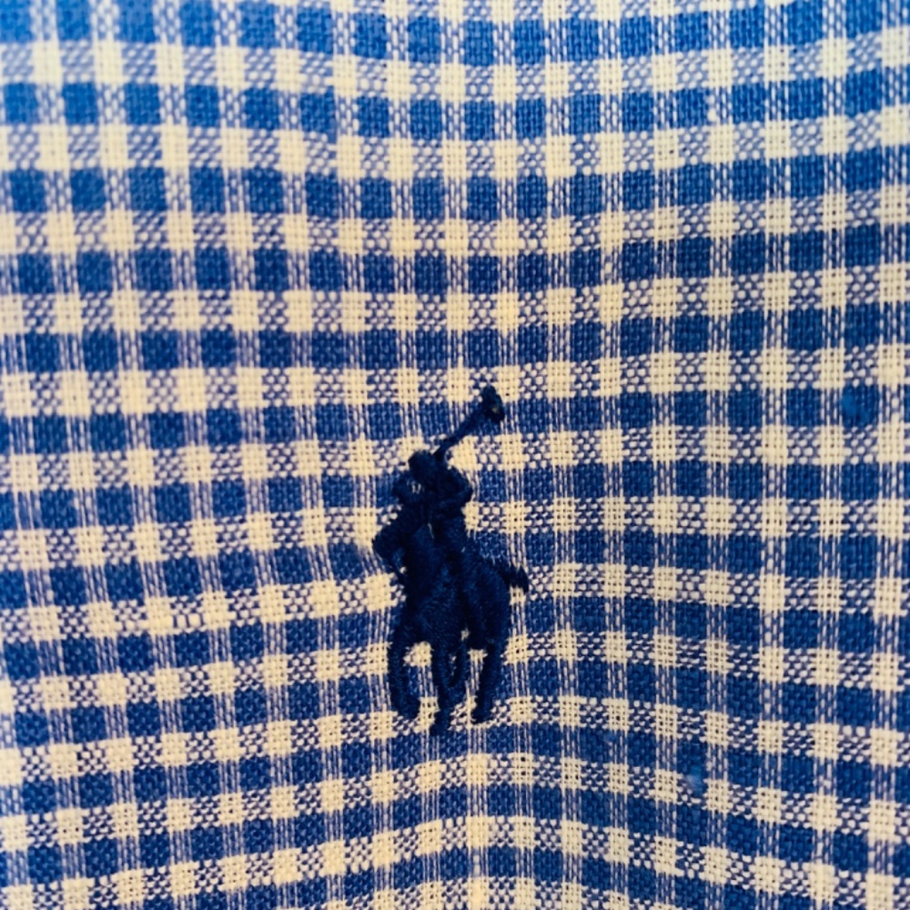 Ralph Lauren Mens Classic Fit Button Down Shirt Size Large 17 34/35 Blue Linen - Picture 5 of 13